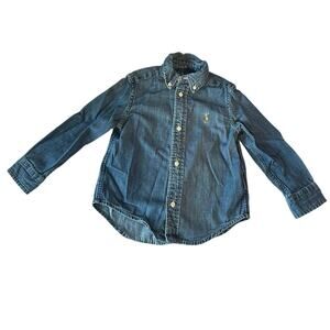Ralph Lauren Kids Toddler Long Sleeve Button Down Denim Sport Shirt Size 3T